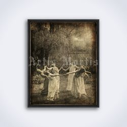 ritual circle dance photo, summer solstice, dancing moon girls, printable art, print, poster (digital download)