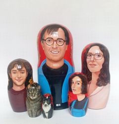 custom portrait dolls, russian doll, matryoshka, family portrait, portrait dolls, nesting doll, stacking doll