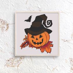 halloween cross stitch pattern. cross stitch pattern pumpkin. cross stitch pattern. pdf file