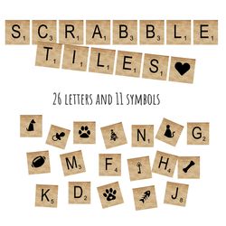 wood scrabble alphabet clipart, scrabble letters png