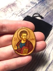 saint lukas | hand painted icon | travel size icon | orthodox icon for travellers | small orthodox icon