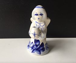 Unique Ceramic Candle Holder | Angel Sculpture Candle Holder | Russian Folk Art Style Gzhel