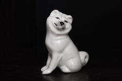 Akita Inu Figurine Shiba Inu Statuette Dog Ceramics Handmade, Statuette Porcelain