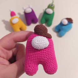 among us miniature toys, plush amigurumi among us, crochet  stuffed among us,  among us character, handmade kids toys