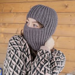 crochet balaclava, unisex balaclava, brown balaclava, cute accessory