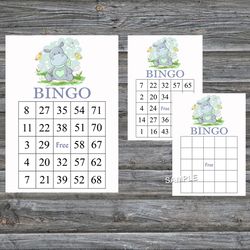 baby hippo bingo cards,baby hippo bingo game,baby hippo printable bingo cards,60 bingo cards,instant download--304