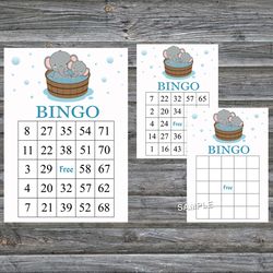 baby elephant bingo cards,baby elephant bingo game,elephant printable bingo cards,60 bingo cards,instant download--303