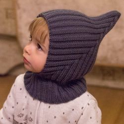 merino wool balaclava pixie hat for toddler and kids, winter hat, cute hat