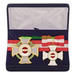 badge and star of the order of maria theresa in a gift box. austria. dummies, copies