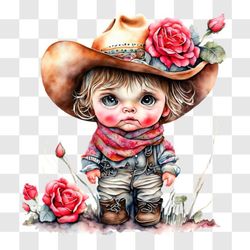 cowgirl with roses-charming png and svg designs