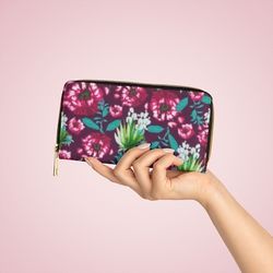 zipper wallet floral ornament