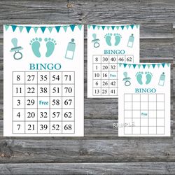 baby feet bingo cards,it's a boy bingo game bingo game,baby feet printable bingo,60 bingo cards,instant download--