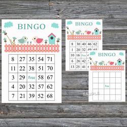 Little Bird bingo cards,Birdhouse bingo game,Little Bird printable bingo cards,60 Bingo Cards,INSTANT DOWNLOAD--169