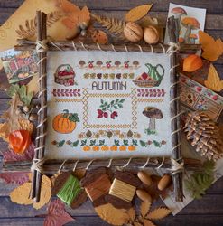 cross stitch pattern autumn time, fall cross stitch chart, autumn cross stitch embroidery pattern, autumn cross stitch