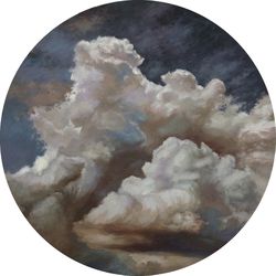 storm cloud original oil painting round wall art landscape realistic painting