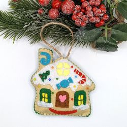 gingerbread house, christmas ornament for felt advent calendar, christmas tree decor