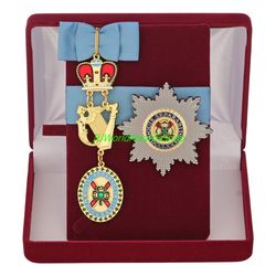 badge and star of the order of st. patrick in a gift box. great britain. dummies, copies