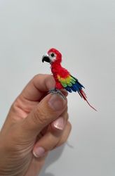 miniature macaw parrot ooak unique realistic animal pet replica dollhouse decor collectible toy