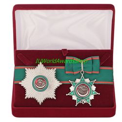 badge and star of the osmaniye order in a gift box. ottoman empire. dummies, copies