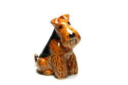 figurine welsh terrier, airedale terrier dog ceramics handmade,  statuette porcelain