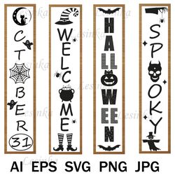 set of vertical signs svg halloween