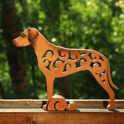 rhodesian ridgeback figurine, statue made of wood (mdf), statuette hand-painted with acrylic and metallic paint