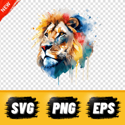 logo watercolor lion. svg, png, download. watercolor lion. print t-shirt lion. graphics