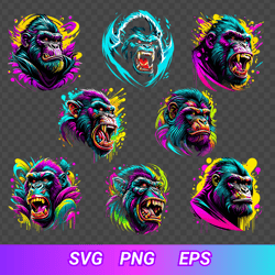 collection gorilla download svg, png, gorilla designs t-shirt, set gorilla digital