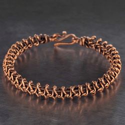 unique wire wrapped pure copper bracelet / antique style artisan copper jewelry / 7th anniversary gift for her or him