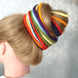 rainbow afro rubber, rainbow dreadlocks on elastic band, rainbow braids, rainbow braids on hairband, bright pigtails