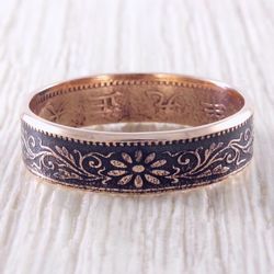 coin ring (japan) copper flower