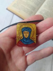 saint photinia of palestine | icon pendant | icon necklace | wooden pendant | jewelry icon | orthodox icon | christian