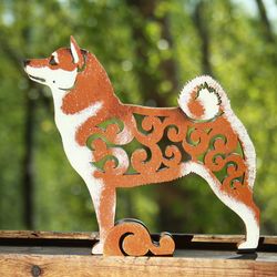 Statuette Shiba Inu Figurine Made Of Wood