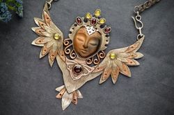 bird gamayun necklace /the bird woman /fantasy necklace