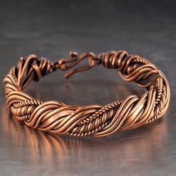 unique wire wrapped copper bracelet for woman / antique style artisan copper jewelry / 7th anniversary gift for her