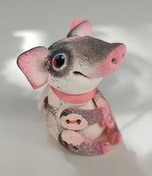 little gig with pink bow. animal miniature.  miniature pig toy. collectible toy. collectible figurine