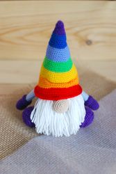 crochet gnome is rainbow decor. rainbow toy gnome is bestfriend gift.