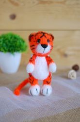 crochet toy tiger is stuffed animal. handmade toy best friend gift.