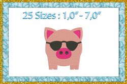 mini Pig machine embroidery design Instant Download