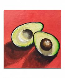 acrylic painting avocado painting fridge magnet