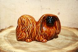 pekingese figurine ceramics handmade, statuette porcelain