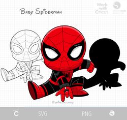 black spidey miles morales svg cut file, chibi spiderman morales svg, cartoon spider svg, baby spiderman vector