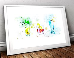 cocktail print,cocktail poster, bar decor,kitchen print,watercolour drink,kitchen decor, whiskey wall art,whiskey poster