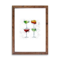 cocktail print,cocktail poster, bar decor,kitchen print,watercolour drink,kitchen decor, whiskey wall art,whiskey poster