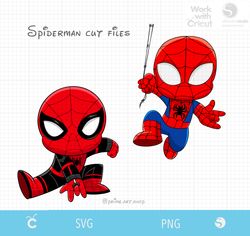 2 svg spiderman cut files, blue spidey, miles morales svg, spiderman svg, cartoon spider svg, baby spiderman vector