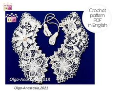 lace vintage detachable collar crochet pattern , collar crochet pattern , crochet pattern , crochet flower pattern .