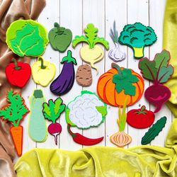 vegetables set, laser cut parts, felt board pattern, felt needlework set, felt set, montessori toys, quiet book