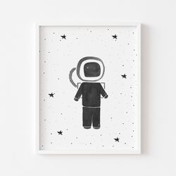 astronaut, astronaut poster for nursery, astronaut printable wall art, space themed print for kids, cute space print