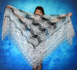 gray embroidered orenburg russian shawl, hand knit cover up, wool wrap, handmade stole, warm bridal cape, kerchief,scarf