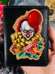 wallet pennywise, purse it 2017, leather craft horror